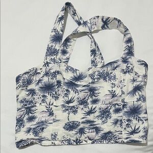 Abercrombie & Fitch Blue and White Floral Convertible Crop Top
